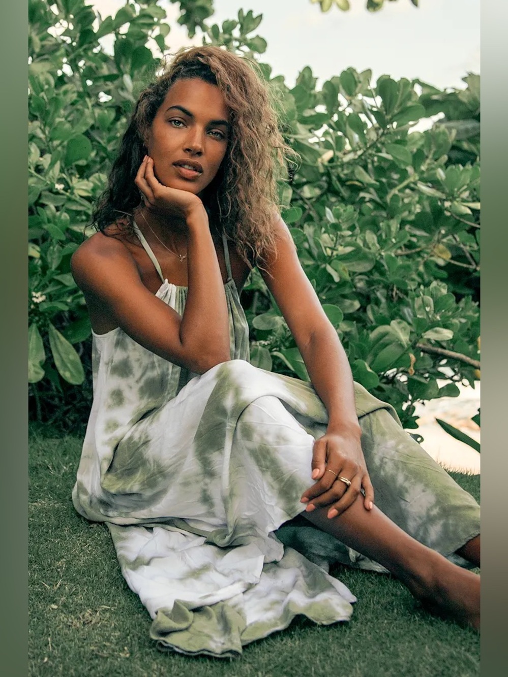 NYTT ‘Sunny Breeze Sage Green Tie-Dye Maxi Dress’